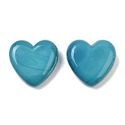 чирок Бусины лэмпворк , сердце, зелено-синие, 19~19.5x20x6.5~7 мм, отверстие : 1.6 мм