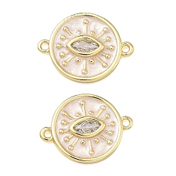 Настоящее золото 18K Латунные подвески-шармы с прозрачными кубическими циркониями и символом сглаза, белой эмалью, долговечный, стойки покрытие, без свинца и без кадмия, реальный 18 k позолоченный, 14.5x19.5x2.5 мм, отверстие : 1.4 мм