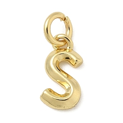 Letter S Латунь прелести, стойки покрытие, без кадмия и без свинца, долговечный, с целью перехода в кольце, реальный 18 k позолоченный, Письмо с, 12x6x2 мм, отверстие : 3 мм