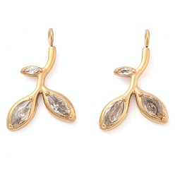 Прозрачный 304 из нержавеющей стали горный хрусталь подвески, ионное покрытие (ip), золотые, прозрачные, 19x13.5x3 мм, отверстие : 2.5 мм