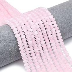 Розовый Кварц Природного розового кварца нитей бисера, матовые, рондель, 6x4 мм, отверстие : 1 мм, около 93~96 шт / нитка, 14.57''~14.76'' (37~37.5 см)