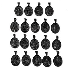 Черный 304 подвески из нержавеющей стали, ионное покрытие (ip), овальные, чёрные, 36x26.5x4.5~7 мм, отверстие : 4x9 мм