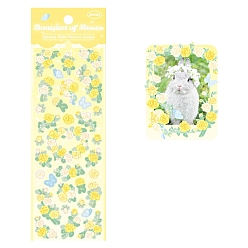Желтый Цветы с кроликами бумажная наклейка, самослипание, для бутылок с водой ноутбук телефон украшение для скейтборда, желтые, 182x59 мм