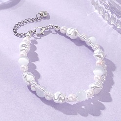 (52) Непрозрачная лаванда Браслеты из пластика с имитацией жемчуга и бусинами кошачий глаз для женщин, разноцветные, 7-7/8 дюйм (20 см)