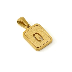 Letter Q Шкентели нержавеющей стали, реальный 18 k позолоченный, прямоугольные, Буква Q, 15x12 мм