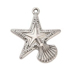 Нержавеющая Сталь Цвет 304 подвески из нержавеющей стали, звезда в форме ракушки, без кадмия, без никеля и без свинца, цвет нержавеющей стали, 33x29.5x3 мм, отверстие : 1.8 мм