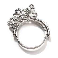 Платина Подвесные подвески из сплава, для diy уф смолы, эпоксидная смола, без кадмия, без никеля и без свинца, плоские круглые с бабочкой, платина, 38x35x3.5 мм, отверстие : 1.5 мм
