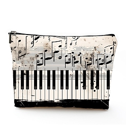 Musical Note Polyester Wallet, Makeup Bag, with Zipper, Rectangle, Musical Note, 17x25cm