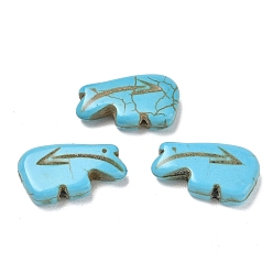 Deep Sky Blue Dyed Synthetic Turquoise Beads, Zuni Bear, Deep Sky Blue, 12.5x20.5x5mm, Hole: 1.2mm