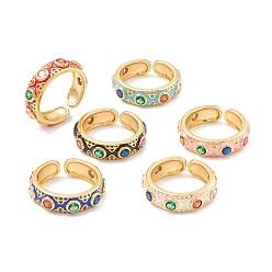 (52) Непрозрачная лаванда Плоское круглое кольцо-манжета из кубического циркония, открытое кольцо из латуни с длительным сроком службы для женщин с покрытием из эмали, золотые, разноцветные, размер США 7 3/4 (17.9 мм)