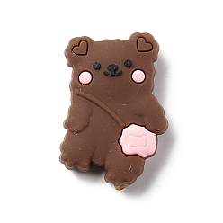 Седло Коричневый Силиконовые фокусные шарики, медведь, седло коричневый, 27.5x20x8 мм, отверстие : 2 мм