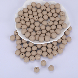 Pale Goldenrod Round Silicone Focal Beads, Chewing Beads For Teethers, DIY Nursing Necklaces Making, Pale Goldenrod, 15mm, Hole: 2mm