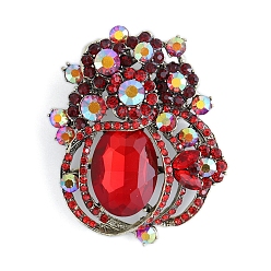 Сиамский Сплав цинка броши, со стеклянными стразами, Сиам, 70x57 мм