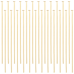 Настоящее золото 18K 100шт. шт. латунные штифты с плоской головкой, реальный 18 k позолоченный, 50x0.8 мм, 20 датчик, Руководитель: 2 mm