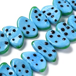 Темно-Голубой Бусы лэмпворк ручной работы, фрукты, глубокое синее небо, 10x18.5x5 мм, отверстие : 1.6 мм, около 25 шт / нитка, 9.76 дюйм (24.8 см)