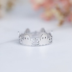 Платина Призрак и тыква 925 кольца из стерлингового серебра, платина, размер США 7 (17.3 мм)