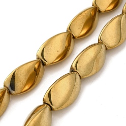 Golden Plated Electroplated Non-magnetic Synthetic Hematite Beads Strands, Long-Lasting Plated, Twist, Golden Plated, 20~21x11.5~12x11mm, Hole: 1.8mm, about 20pcs/strand, 16.02''(40.7cm)