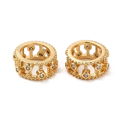 Настоящее золото 18K Стойки обшивки латунь кубического циркония бусы, долговечный, без свинца и без кадмия, Полая колонна, реальный 18 k позолоченный, 10.5x5 мм, отверстие : 7 мм