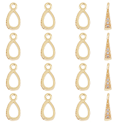 Настоящее золото 14K Подвески из латуни с прозрачным фианитом, без никеля , полый, слеза, реальный 14 k позолоченный, 11.5x6x3 мм, отверстие : 1.6 мм, 16 шт / коробка