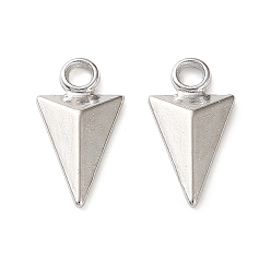 Platinum Zinc Alloy Pendants, Triangle Cone Charms, Platinum, 16x8x3mm, Hole: 2mm