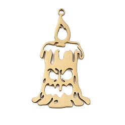 Другие Хэллоуин 201 из нержавеющей стали подвески, золотые, свеча, 31x17x1 мм, отверстие : 1.4 мм