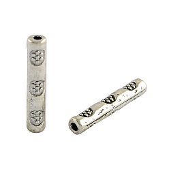 Argent Antique Style tibétain perles de tubes en alliage, sans cadmium et sans plomb, argent antique, 14x2.5mm, Trou: 1mm