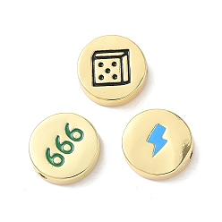 Mixed Shapes Латунь эмаль бисера, плоско-круглые, без свинца и без кадмия, долговечный, реальный 18 k позолоченный, стойки покрытие, разнообразные, 15x4.5 мм, отверстие : 1.4 мм