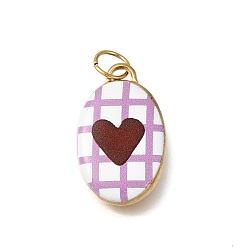 Oval 304 Stainless Steel Enamel Pendants, Ion Plating(IP), Real 18K Gold Plated, Oval, 23x14x4.5mm, Hole: 4.5mm