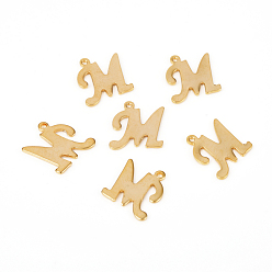 Letter M 201 подвески из нержавеющей стали, лазерная резка, буквы, золотые, letter.m: 14.5x13x1.2 мм, отверстие : 1 мм