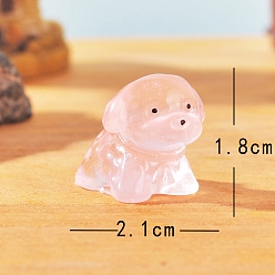 Pink Статуэтки собак из светящейся смолы для украшения рабочего стола автомобиля, светящиеся в темноте украшения, розовые, 18x21 мм