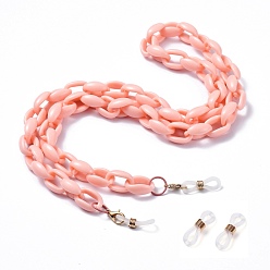 Misty Rose Eyeglasses Chains, Neck Strap for Eyeglasses, with Acrylic Cable Chains, Alloy Lobster Claw Clasps and Rubber Loop Ends, Misty Rose, 27.9 inch(71cm)