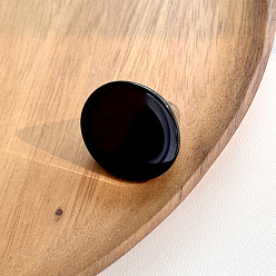 Черный Плоские круглые кольца из непрозрачной смолы для женщин, чёрные, внутренний диаметр: 17 мм