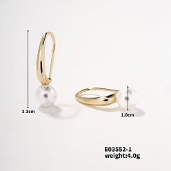 Золотой Элегантные серьги с жемчугом и медью с цирконами, золотые, 33x10 мм