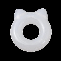 WhiteSmoke Transparent Resin Pendants, Cat Shape Charm, WhiteSmoke, 15.5x14x4mm