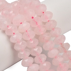Розовый Кварц Природного розового кварца нитей бисера, рондель, граненые, 8~8.5x5~5.5 мм, отверстие : 0.9~1 мм, около 75~76 шт / нитка, 15.08~ 15.28 дюйм (38.3~38.8 см)