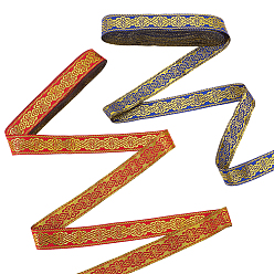 (52) Непрозрачная лаванда 2 комплект 2 цвета этнический стиль вышивка полиэстеровые ленты, жаккардовая лента, тирольская лента, аксессуары для одежды, плоский, разноцветные, 3/4 дюйм (20 мм), около 7.70 ярдов (7.04 м) / комплект