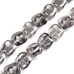 Серый Стеклянные бусины с гальваническим покрытием , гальваническое покрытие, квадратный, серые, 10.5x10.5~11x6.5 мм, отверстие : 1 мм, около 59~60 шт / нитка, 25.12~25.59 дюйм (63.8~65 см)