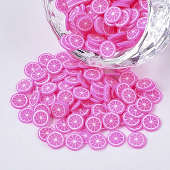 Fuchsia Handmade Polymer Clay Cabochons, Polymer Clay Slices for Resin Crafts & DIY Projects, Lemon, Fuchsia, 5~6x0.5~0.8mm, about 33330pcs/500g