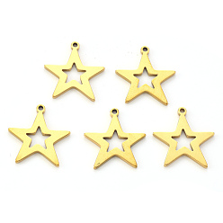 Золотой 304 подвески из нержавеющей стали, лазерная резка, звезда, золотые, 16.5x15x1 мм, отверстие : 1.2 мм