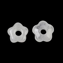 Quartz Crystal Natural Quartz Crystal Pendants, Rock Crystal Flower Charms, 14.5~15x15.5x5~5.5mm, Hole: 4mm