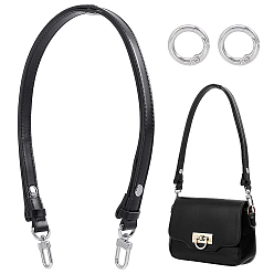 Café 1 Bretelles en cuir PU, avec fermoirs pivotants en alliage et 2 anneaux de ressort en alliage de zinc, pour accessoires de remplacement de sangles de sac, platine, café, 1120x18.5x3~8.5mm
