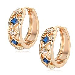 Rhombus Латунные кубических серьги циркония обруч, золотые, ромб, 10 мм