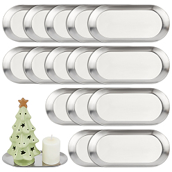 Stainless Steel Color 20Pcs Oval 430 Stainless Steel Jewelry Display Plate, Cosmetics Organizer Storage Trays, Non-Tarnish, Stainless Steel Color, 17.85x8.5x1cm