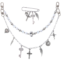 Нержавеющая Сталь Цвет 2шт. 2 виды пластиковых и 304 цепочек из нержавеющей стали, удлинительных цепочек для сумок, с 1ключом для ПК 304 брошами из нержавеющей стали, цвет нержавеющей стали, цепь: 375 мм и 420 мм, 1 шт / стиль