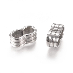 Stainless Steel Color 201 Stainless Steel Slide Charms/Slider Beads, for Leather Cord Bracelets Making, Stainless Steel Color, 12x6.5x5mm, Hole: 4x9.5mm