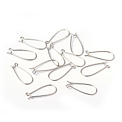Platinum Brass Hoop Earrings Findings Kidney Ear Wires, Lead Free, Cadmium Free and Nickel Free, Platinum, 20~21 Gauge, 33x14x0.7~0.8mm