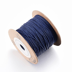 Marine Blue Eco-Friendly Dyed Nylon Threads, String Threads Cords, Marine Blue, 0.4mm, about 164.04 yards(150m)/roll
