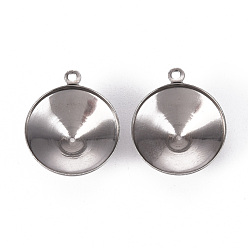 Нержавеющая Сталь Цвет Устойчивы к потускнению 201 подвески из нержавеющей стали со стразами, цвет нержавеющей стали, пригодный для стразов 16 мм, 19.5x17x5 мм, отверстие : 1.4 мм