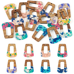 (52) Непрозрачная лаванда 16 шт. 8 подвески из цветной смолы и ореха, трапециевидные, разноцветные, 37x27x3 мм, отверстие : 2 мм, 2 шт / цвет