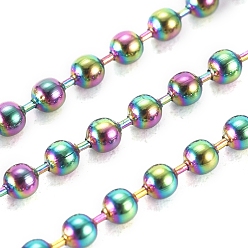 Rainbow Color Ионное покрытие (ip) 304 шариковые цепи из нержавеющей стали, с катушкой, круглые, Радуга цветов, 2 мм, около 65.61 футов (20 м) / рулон